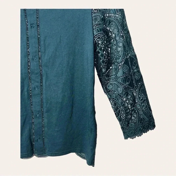 0389. JAMES COVIELLO NEW YORK EMBROIDERED TOP SHEER FRONT SOLID BACK SIZE XSMALL - Picture 11 of 11